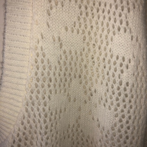 VINTAGE SWEATER VEST OPEN KNIT IVORY OPEN FRONT GRANDMA CORE COTTAGE CORE M/L - Picture 6 of 7